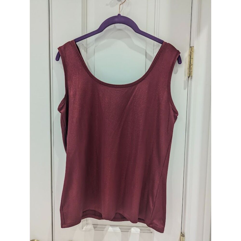EUC WHBM Red Shimmer Tank Top parties holiday Christmas stretch Large